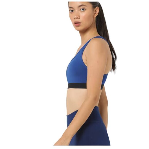 NIKE Pro Racerback Sports Bra with Brand Logo, Royal Blue, Small - Picture 12 of 13